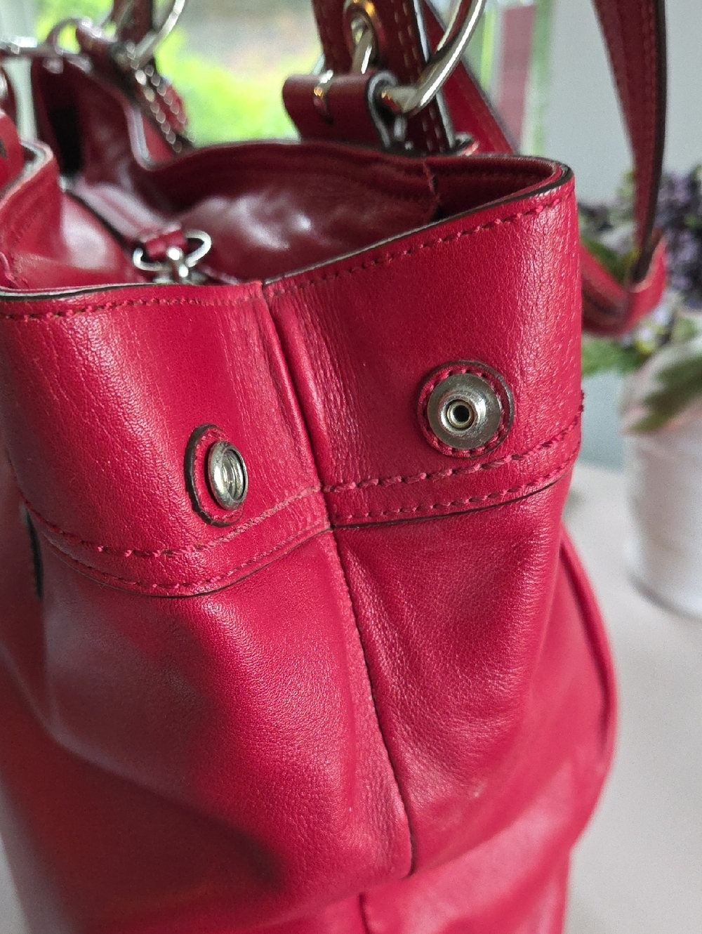 COACH Red Medium SOHO Pleated Leather Shoulder Bag 2006 - Picture 13 of 15